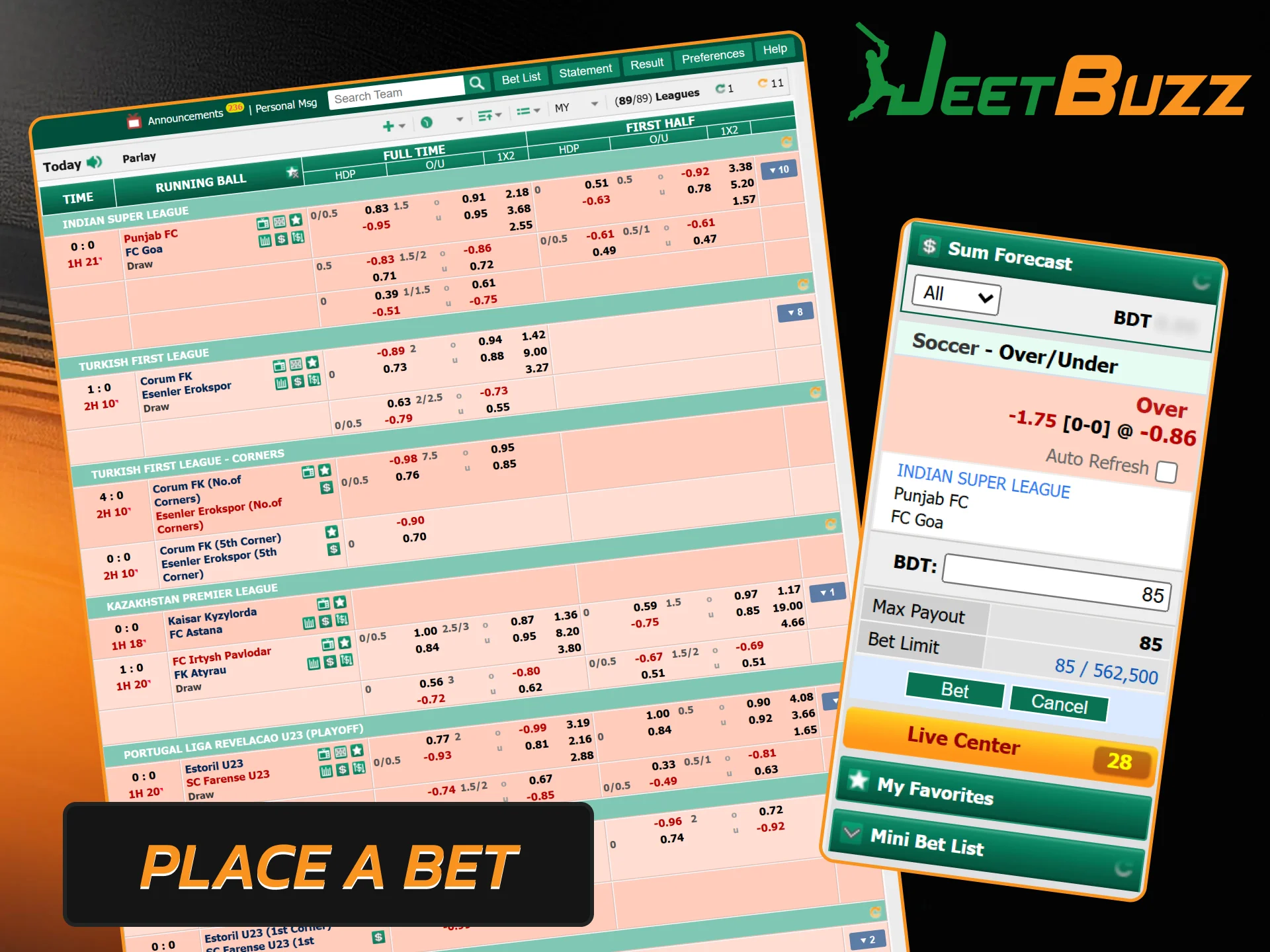 Learn the process of selecting a match and confirming your first wager at Jeetbuzz.